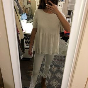 Loft ribber flowy cream white sweater